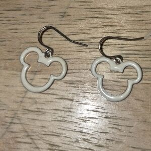 Vintage White Enamel Disney Mickey Mouse  Earrings